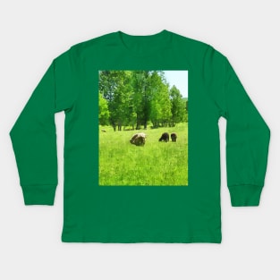 Sheep - Grazing Sheep Kids Long Sleeve T-Shirt